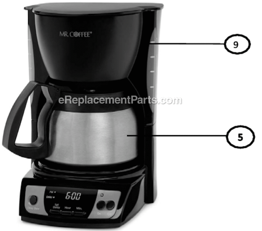 Page A Diagram and Parts List for CGX9  Mr Coffee Coffee Maker